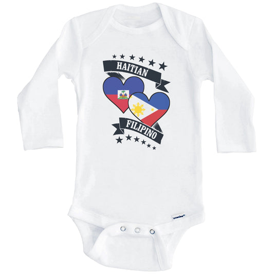 Haitian Filipino Heart Flags Haiti Philippines Baby Bodysuit (Long Sleeves)
