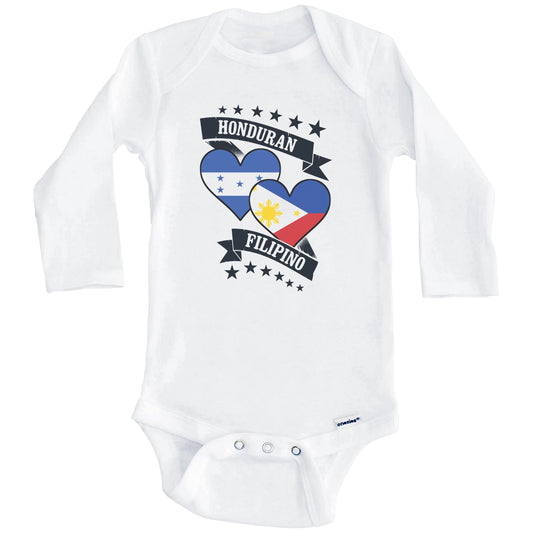 Honduran Filipino Heart Flags Honduras Philippines Baby Bodysuit (Long Sleeves)