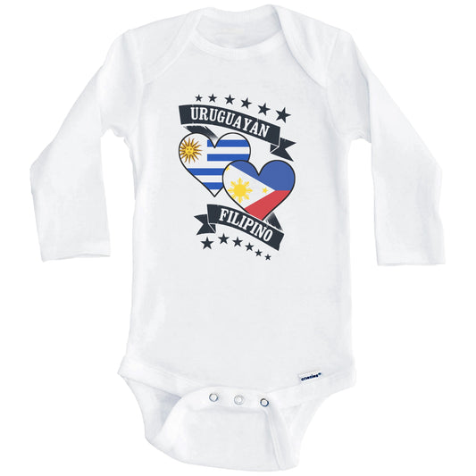 Uruguayan Filipino Heart Flags Uruguay Philippines Baby Bodysuit (Long Sleeves)