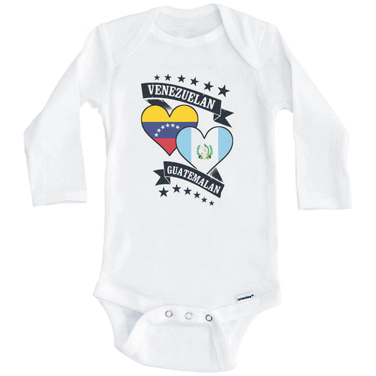 Venezuelan Guatemalan Heart Flags Venezuela Guatemala Baby Bodysuit (Long Sleeves)