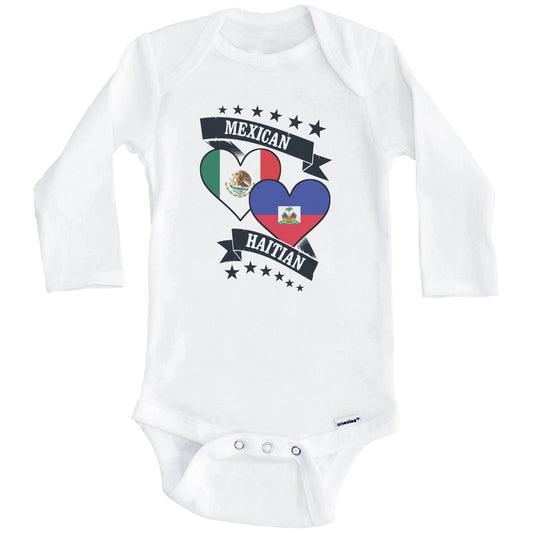 Mexican Haitian Heart Flags Mexico Haiti Baby Bodysuit (Long Sleeves)