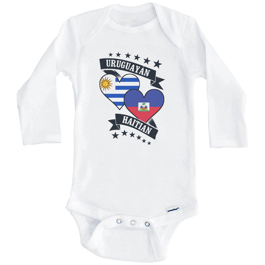 Uruguayan Haitian Heart Flags Uruguay Haiti Baby Bodysuit (Long Sleeves)