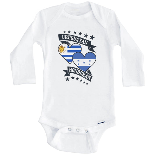 Uruguayan Honduran Heart Flags Uruguay Honduras Baby Bodysuit (Long Sleeves)