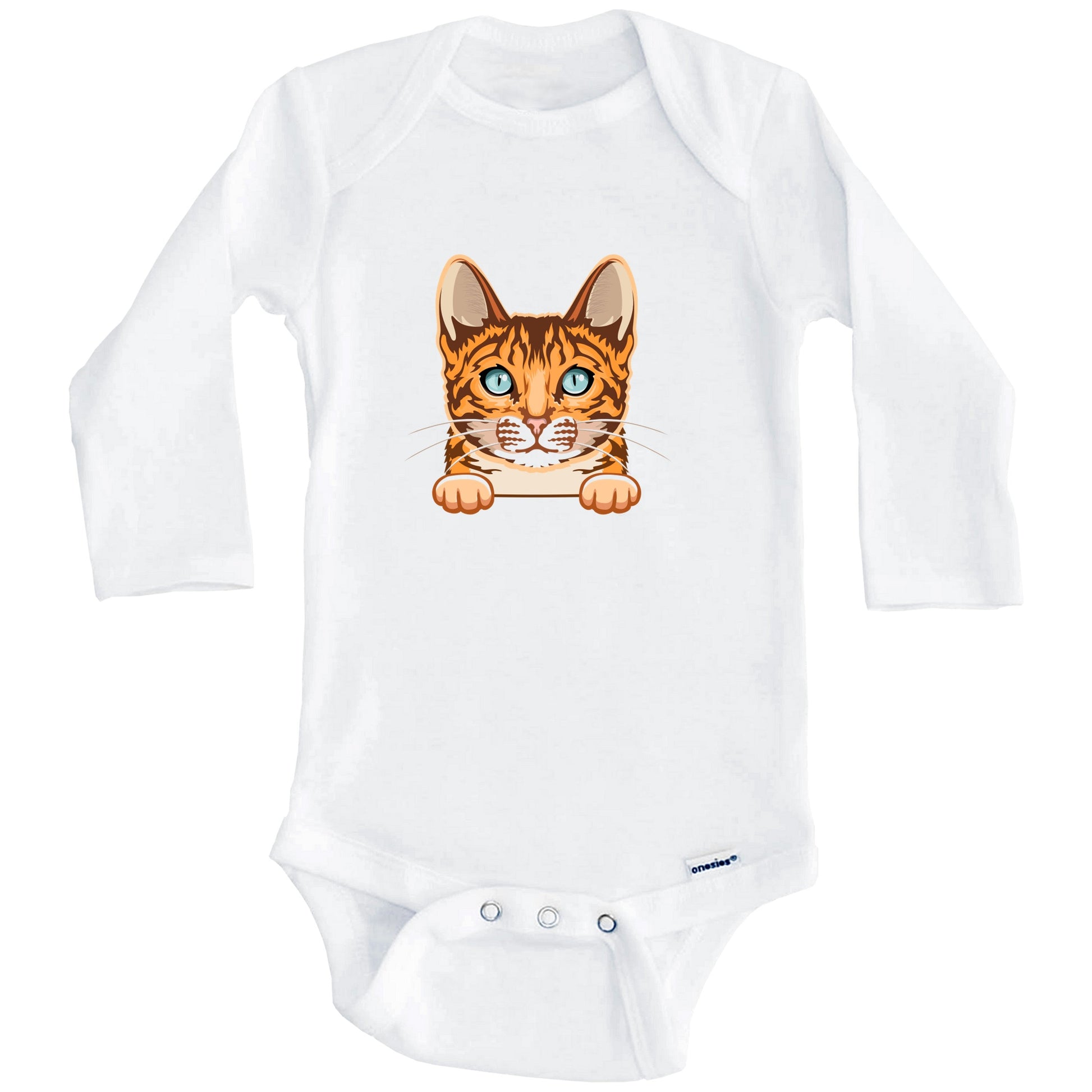 Bengal Cat Popping Up Fun Bengal Kitten Baby Bodysuit (Long Sleeves)