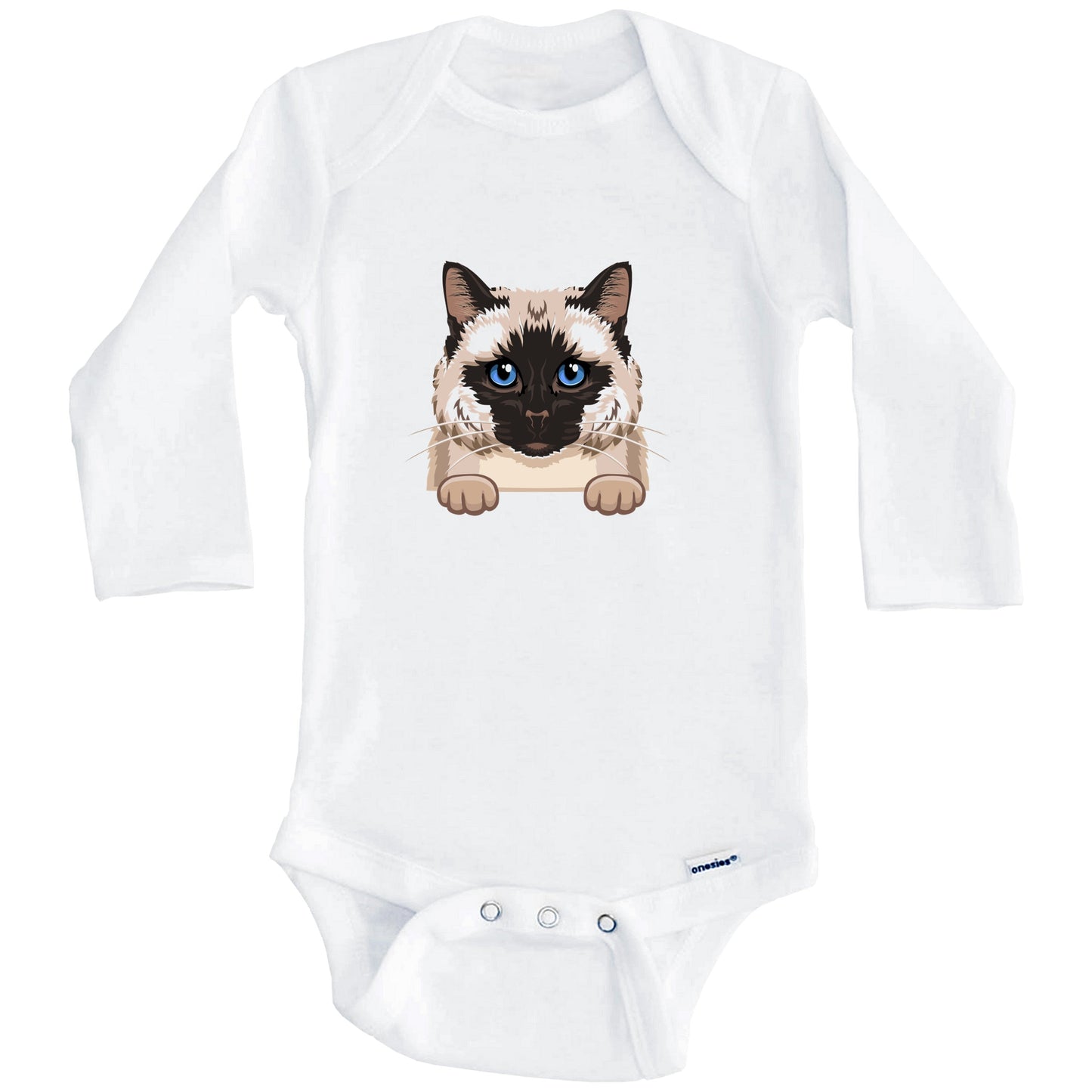 Birman Cat Popping Up Fun Birman Kitten Baby Bodysuit (Long Sleeves)