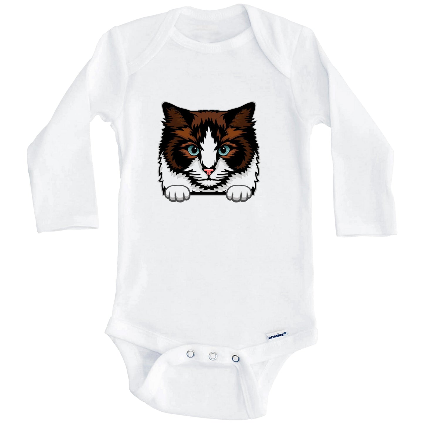 Ragdoll Cat Popping Up Fun Ragdoll Kitten Baby Bodysuit (Long Sleeves)