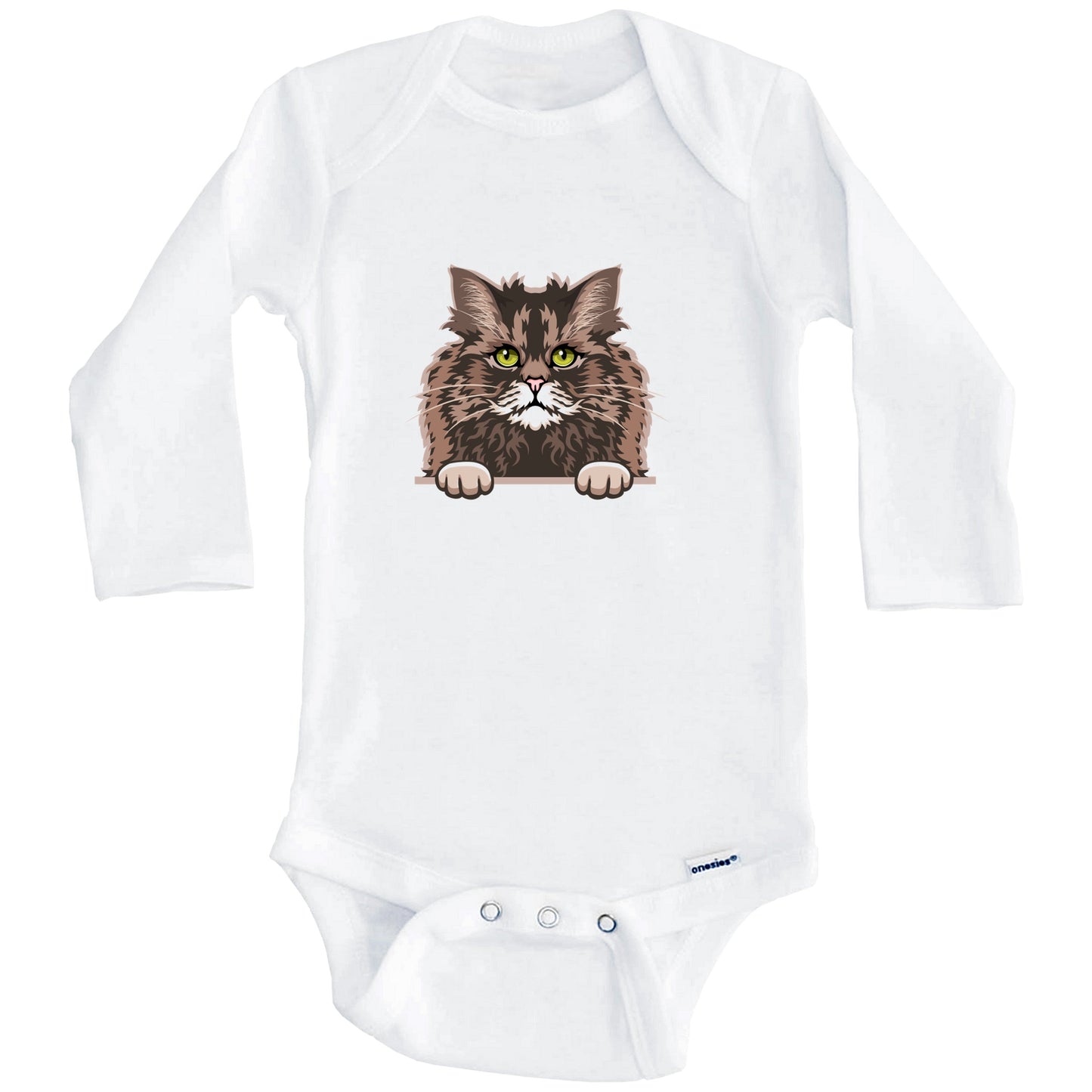 Selkirk Rex Cat Popping Up Fun Selkirk Rex Kitten Baby Bodysuit (Long Sleeves)