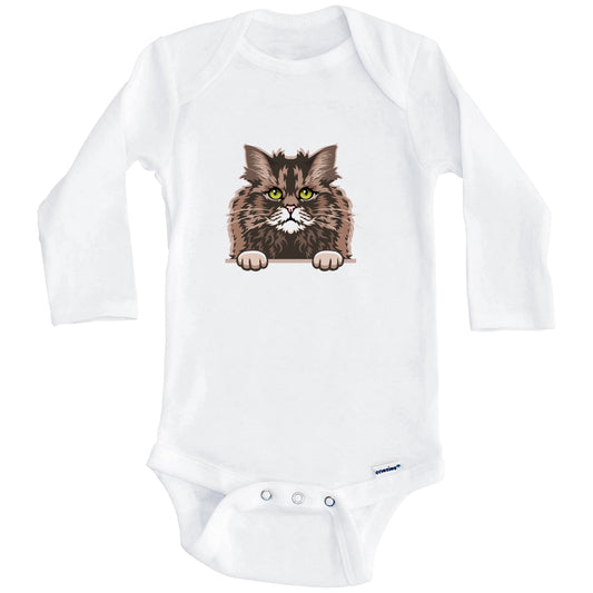 Selkirk Rex Cat Popping Up Fun Selkirk Rex Kitten Baby Bodysuit (Long Sleeves)