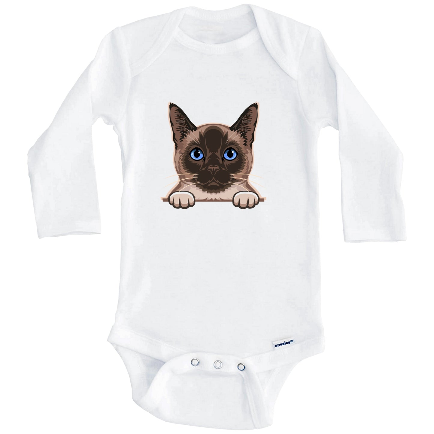 Siamese Cat Popping Up Fun Siamese Kitten Baby Bodysuit (Long Sleeves)