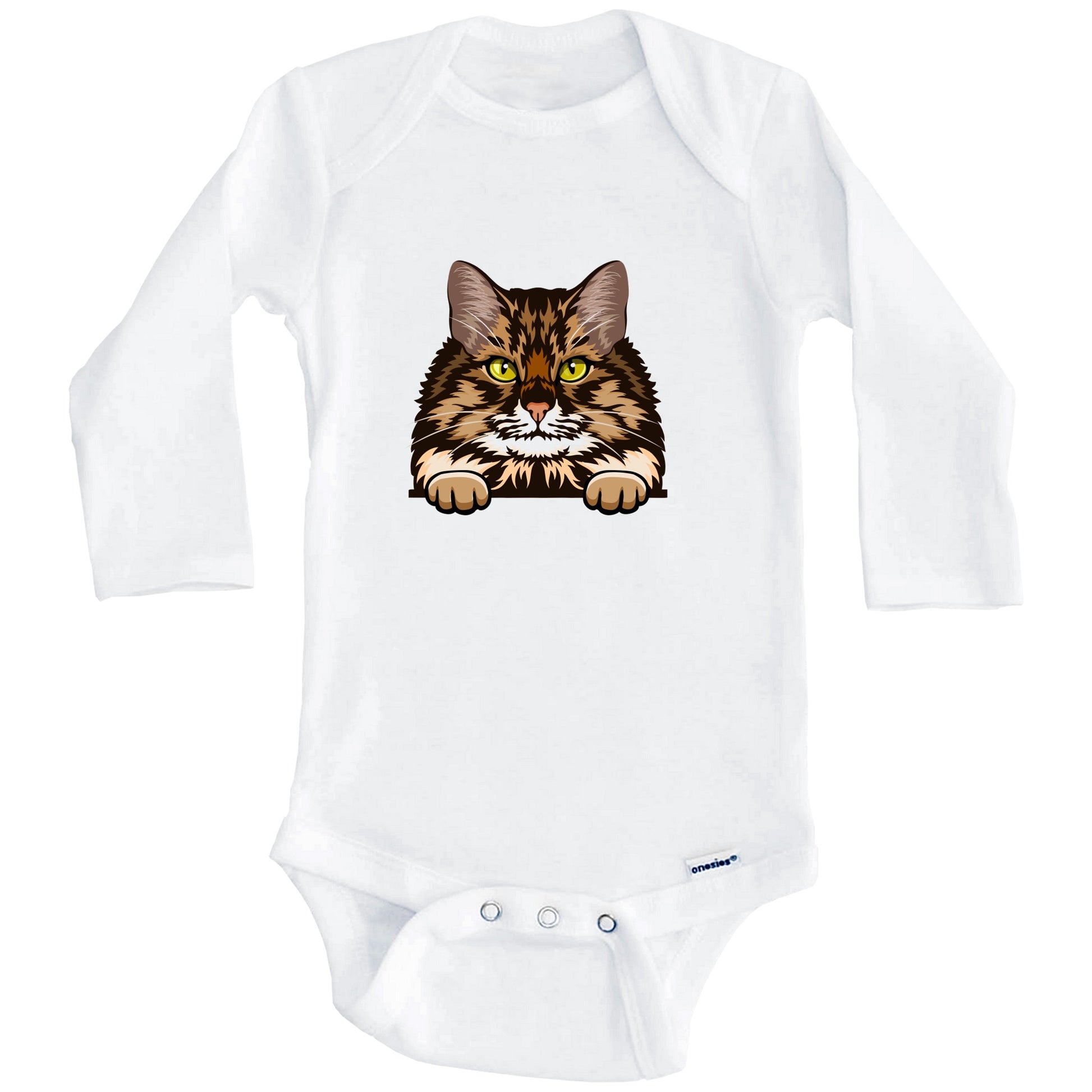 Siberian Cat Popping Up Fun Siberian Kitten Baby Bodysuit (Long Sleeves)