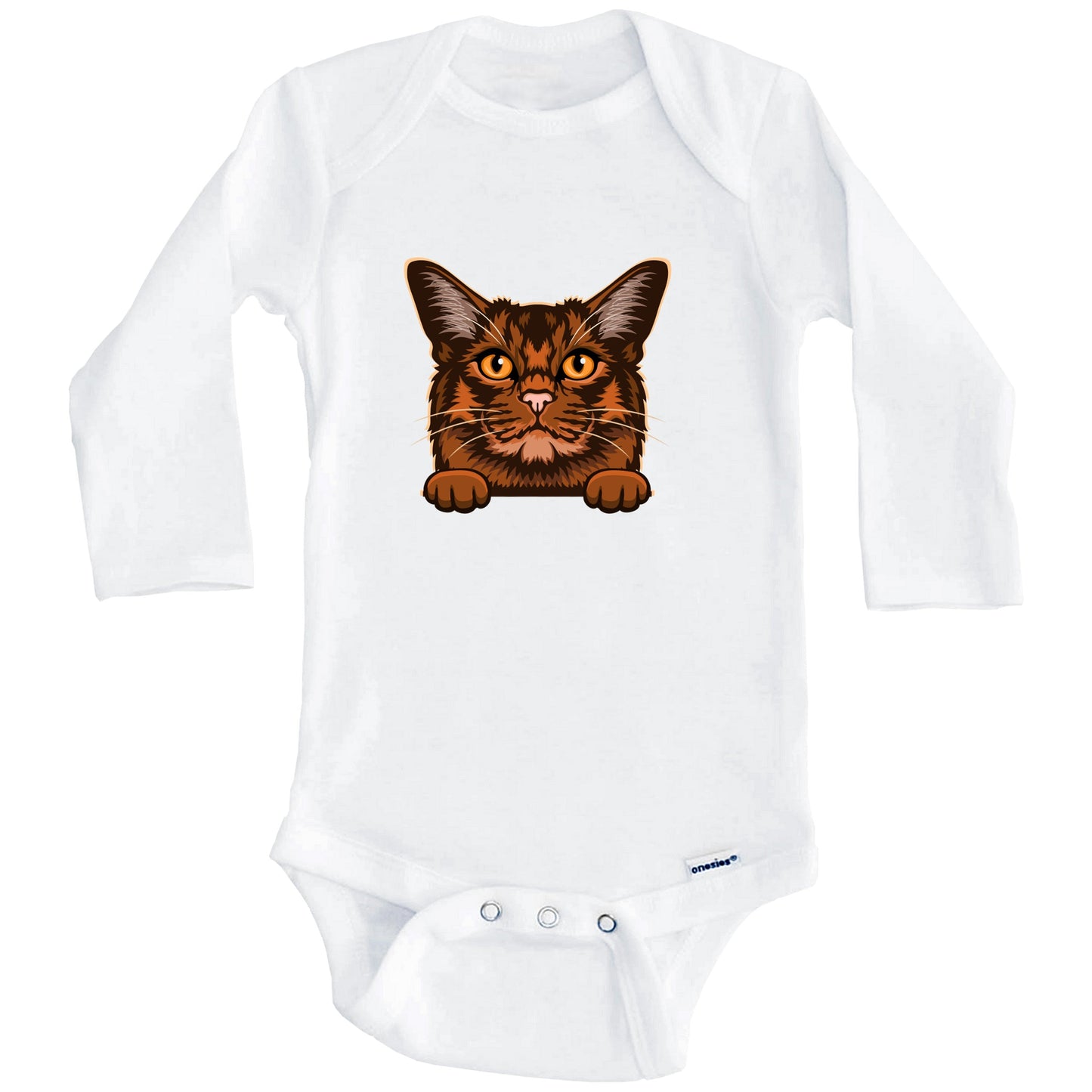 Somali Cat Popping Up Fun Somali Kitten Baby Bodysuit (Long Sleeves)