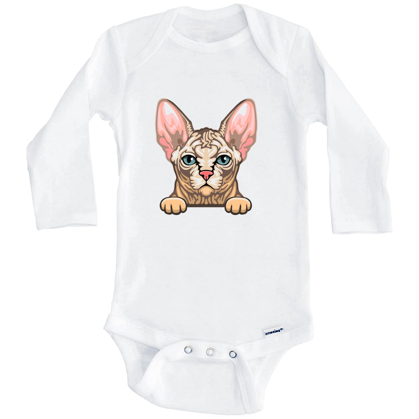 Sphynx Cat Popping Up Fun Sphynx Kitten Baby Bodysuit (Long Sleeves)