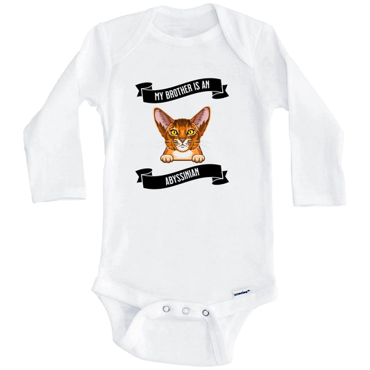 My Brother Is An Abyssinian Cat Cute Kitten Baby Bodysuit (Long Sleeves)