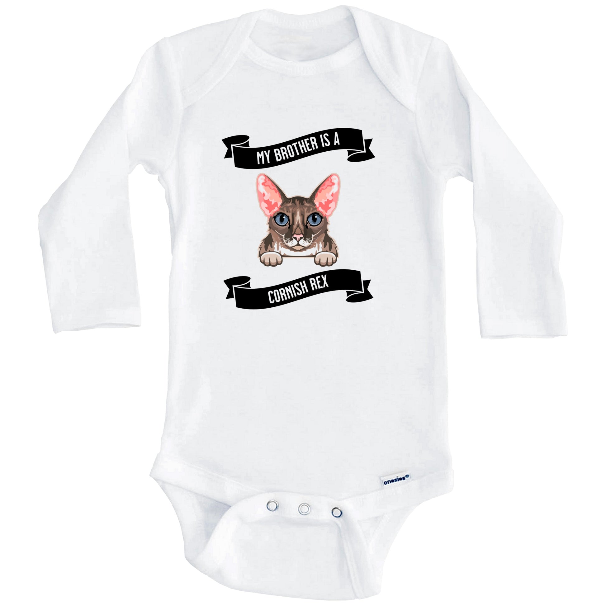 My Brother Is A Cornish Rex Cat Cute Kitten Baby Bodysuit (Long Sleeves)