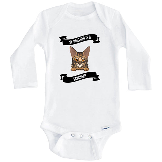 My Brother Is A Savannah Cat Cute Kitten Baby Bodysuit (Long Sleeves)