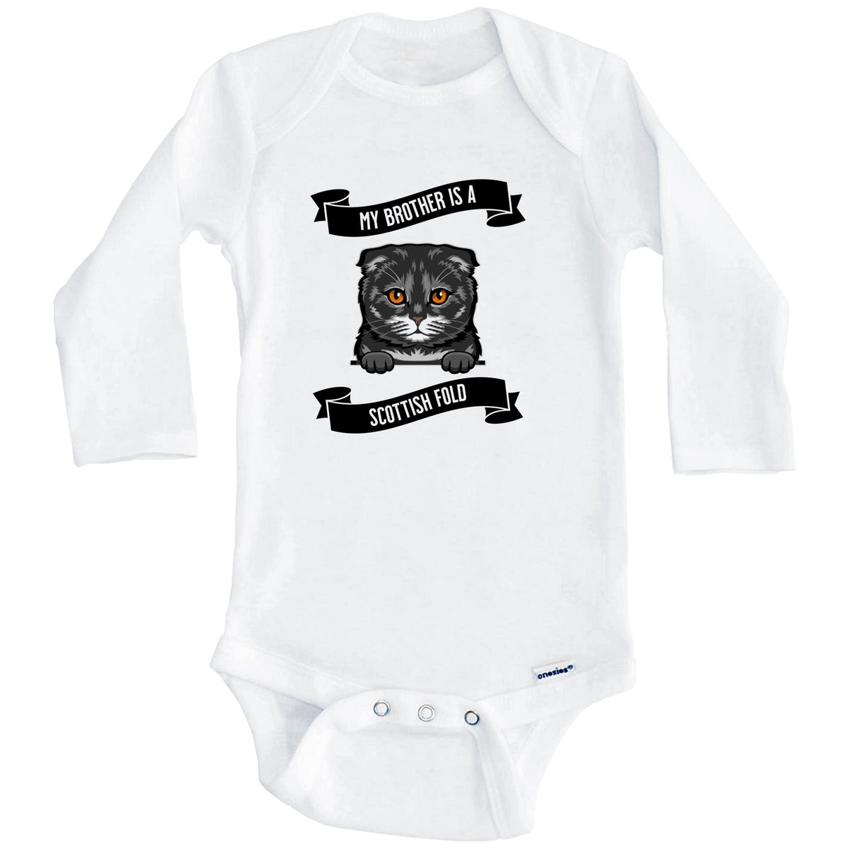 My Brother Is A Scottish Fold Cat Cute Kitten Baby Bodysuit (Long Sleeves)