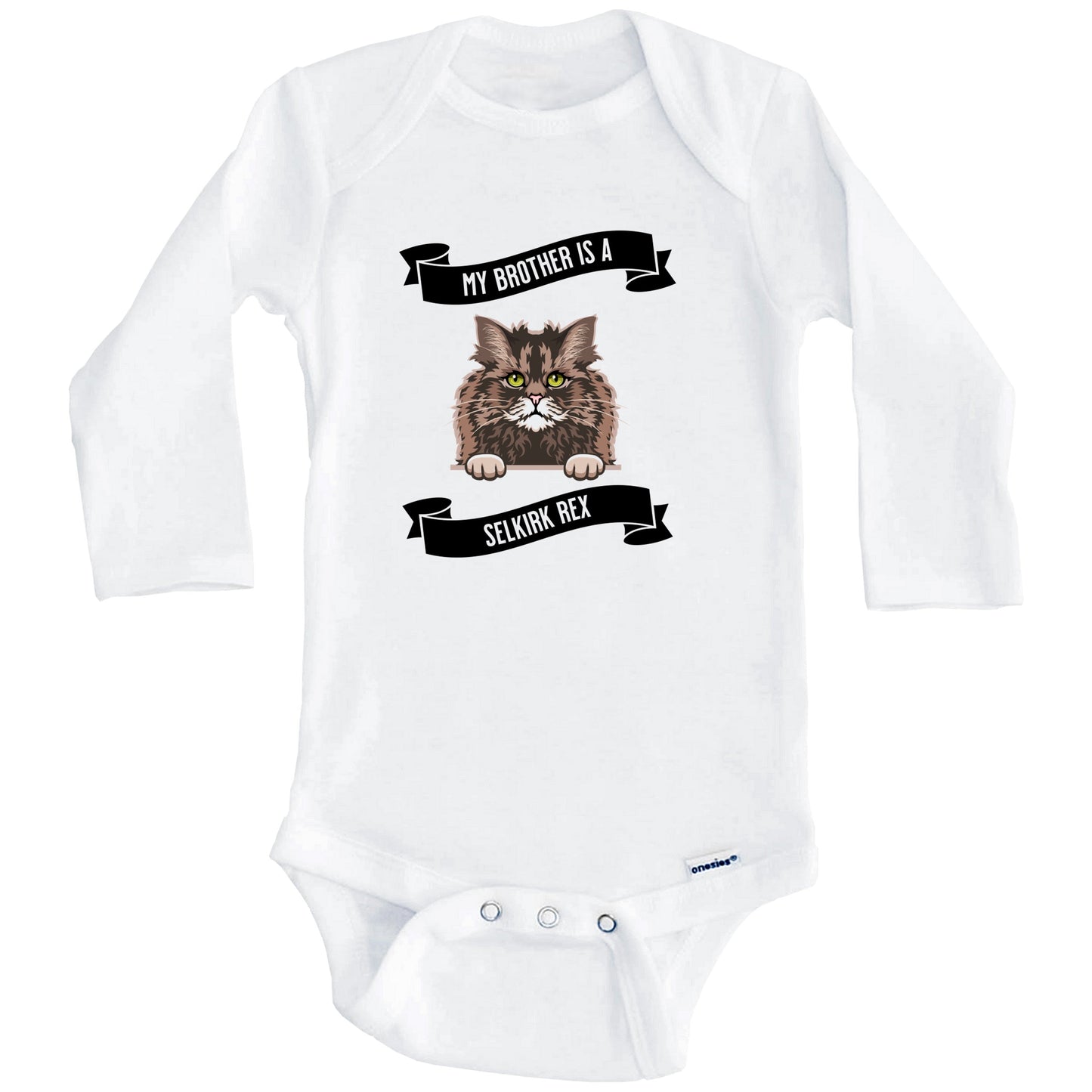 My Brother Is A Selkirk Rex Cat Cute Kitten Baby Bodysuit (Long Sleeves)