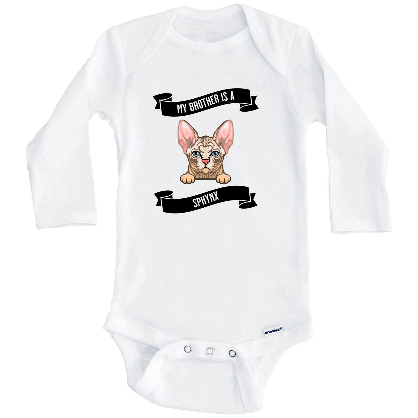 My Brother Is A Sphynx Cat Cute Kitten Baby Bodysuit (Long Sleeves)