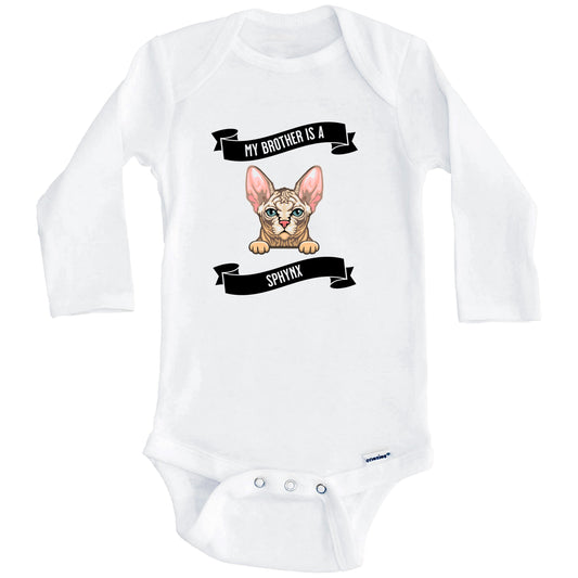 My Brother Is A Sphynx Cat Cute Kitten Baby Bodysuit (Long Sleeves)