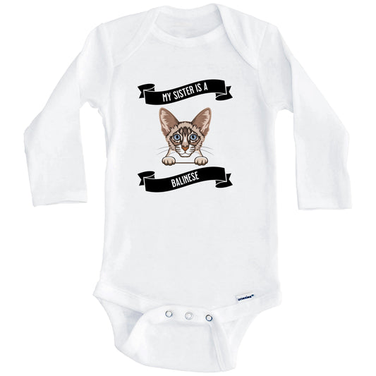 My Sister Is A Balinese Cat Cute Kitten Baby Bodysuit (Long Sleeves)