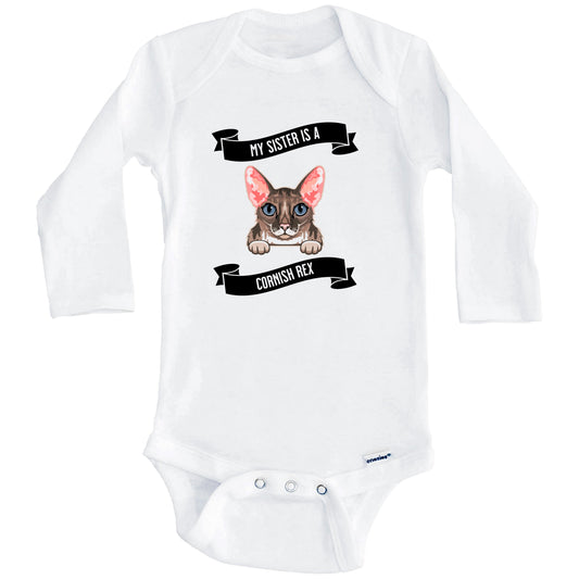 My Sister Is A Cornish Rex Cat Cute Kitten Baby Bodysuit (Long Sleeves)