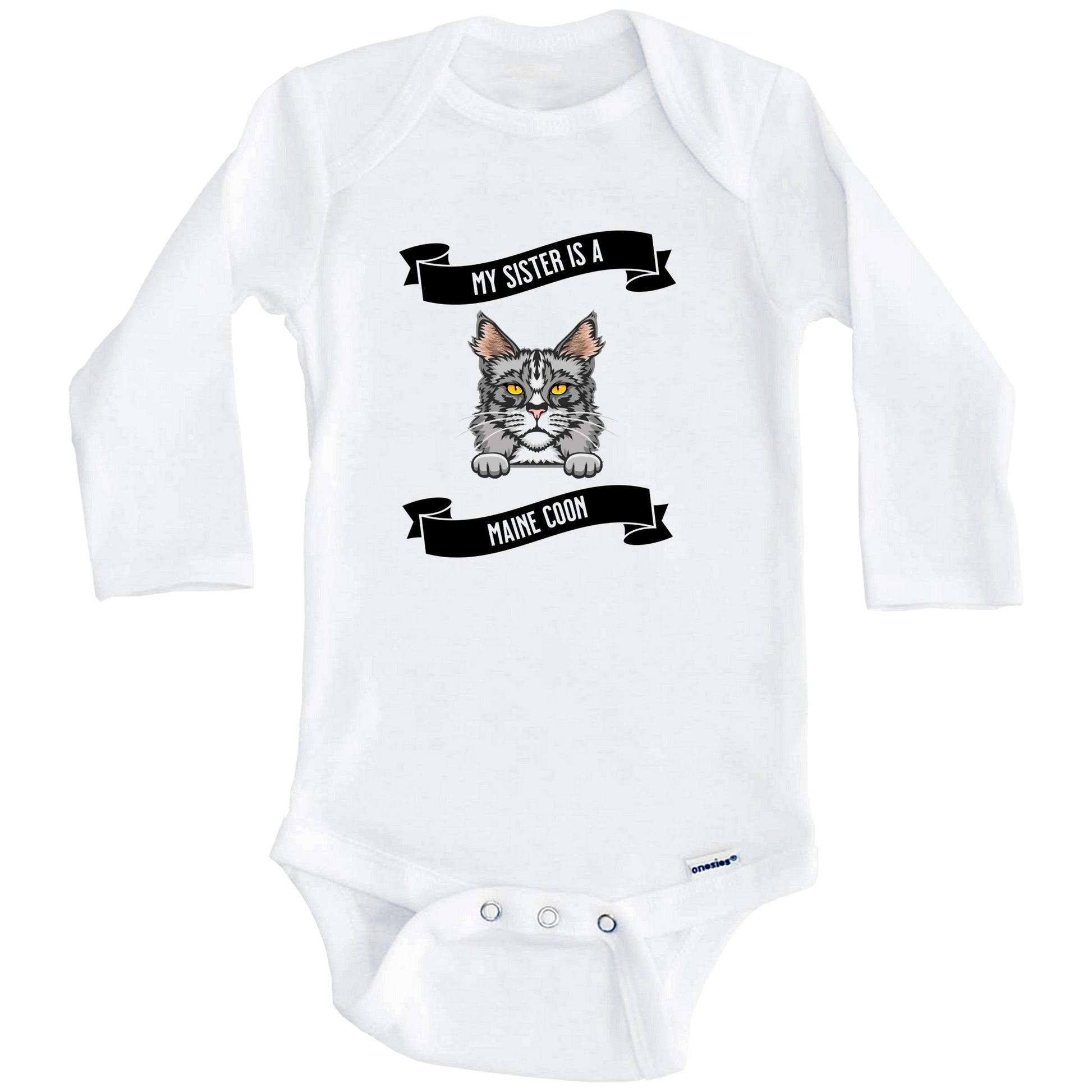 My Sister Is A Maine Coon Cat Cute Kitten Baby Bodysuit (Long Sleeves)
