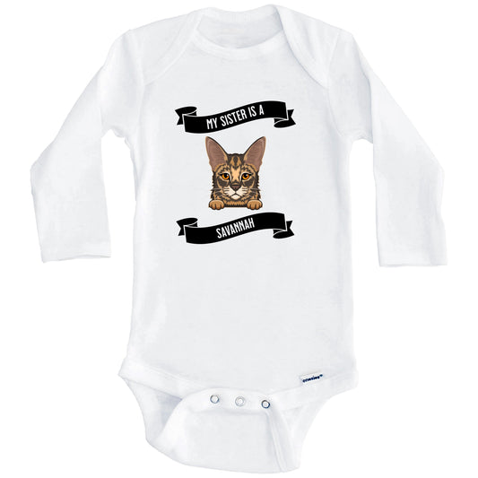 My Sister Is A Savannah Cat Cute Kitten Baby Bodysuit (Long Sleeves)