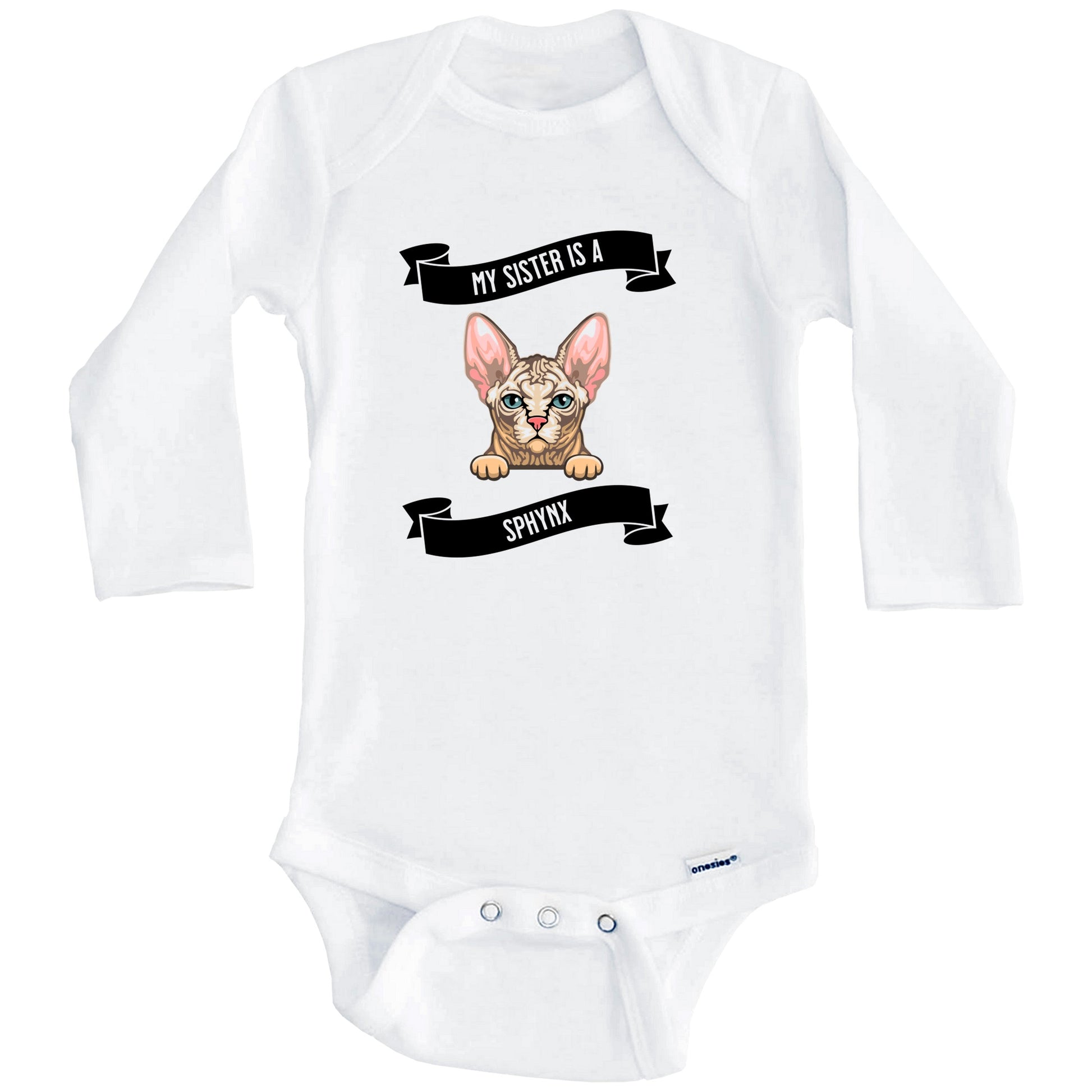 My Sister Is A Sphynx Cat Cute Kitten Baby Bodysuit (Long Sleeves)