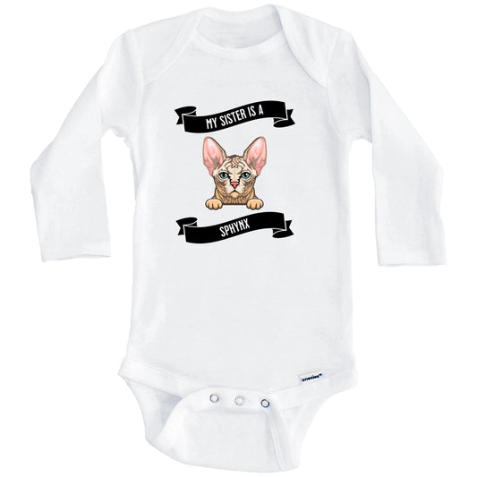 My Sister Is A Sphynx Cat Cute Kitten Baby Bodysuit (Long Sleeves)