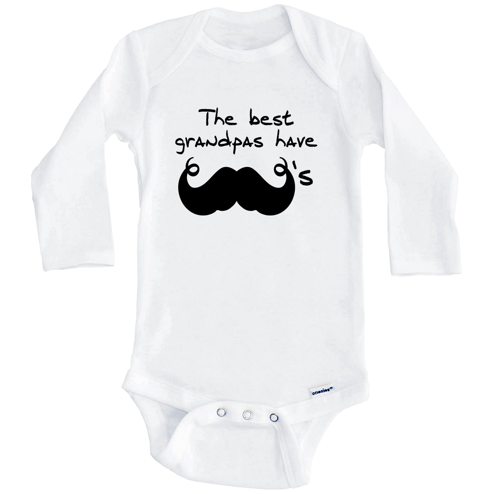 The Best Grandpas Have Mustaches Funny Baby Onesie for Grandchild (Long Sleeves)