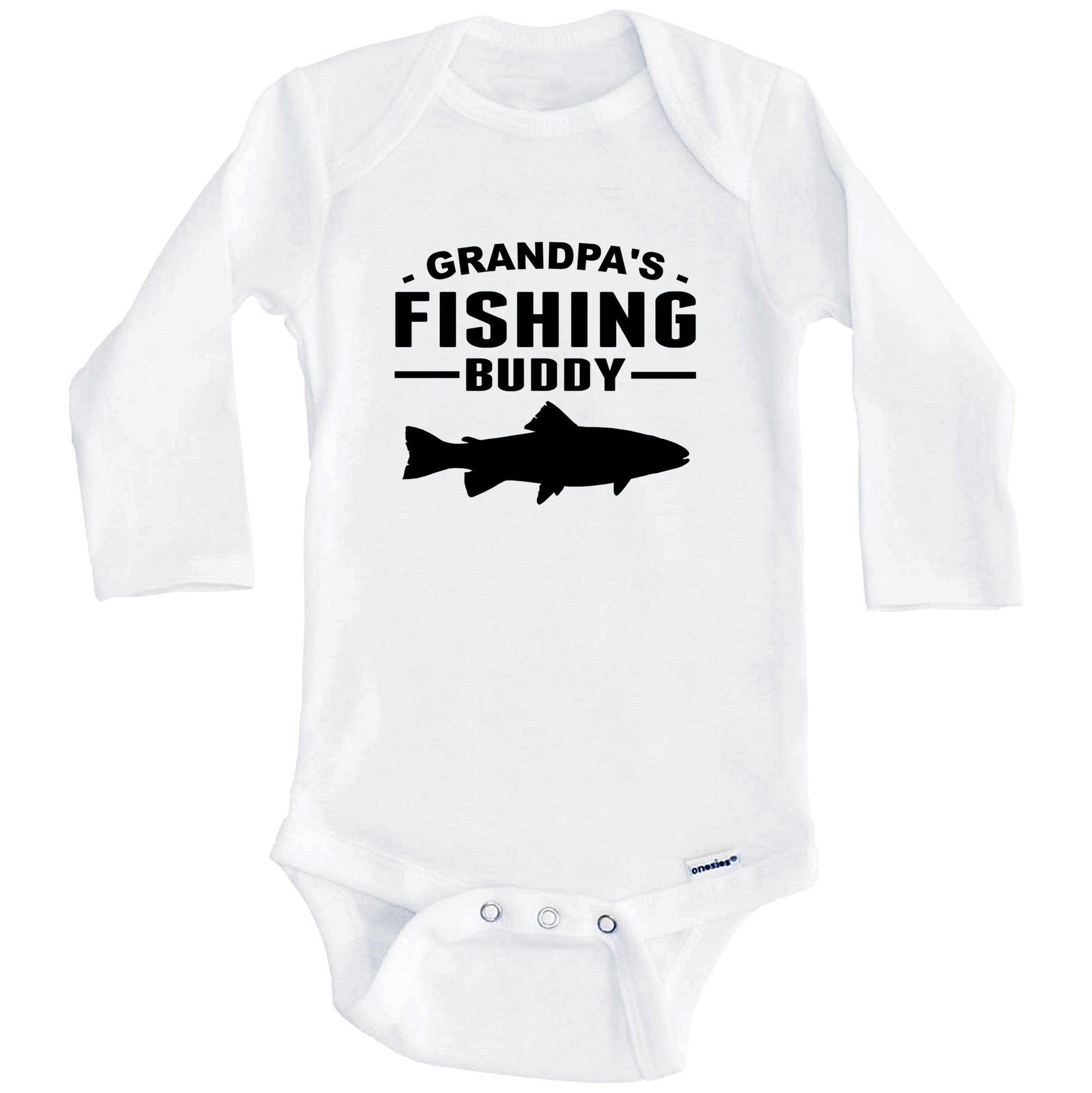 Grandpa's Fishing Buddy Cute Baby Onesie for Grandchild (Long Sleeves)