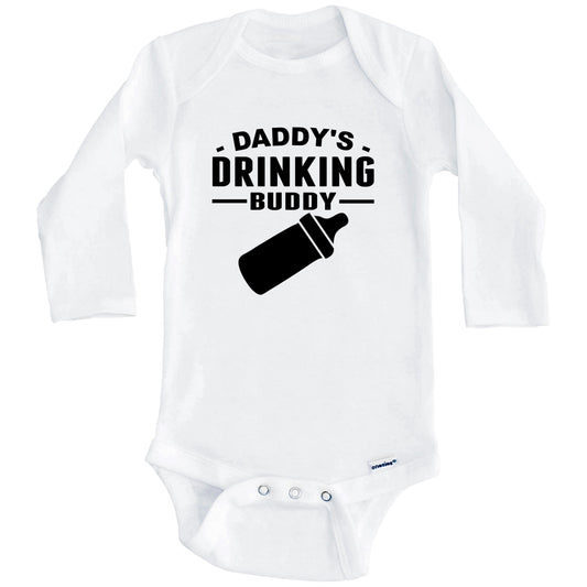Daddy's Drinking Buddy Cute Baby Onesie - Funny Baby Bodysuit (Long Sleeves)