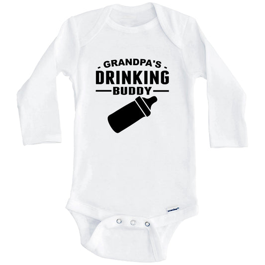 Grandpa's Drinking Buddy Cute Baby Onesie - Funny Baby Bodysuit for Grandchild (Long Sleeves)
