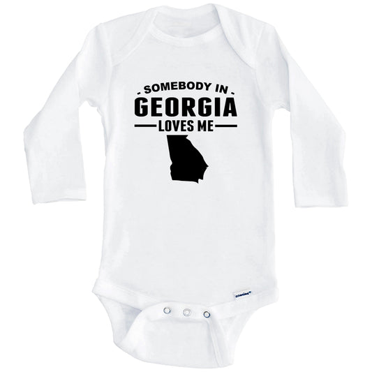 Somebody In Georgia Loves Me Baby Onesie - Georgia Baby Bodysuit (Long Sleeves)