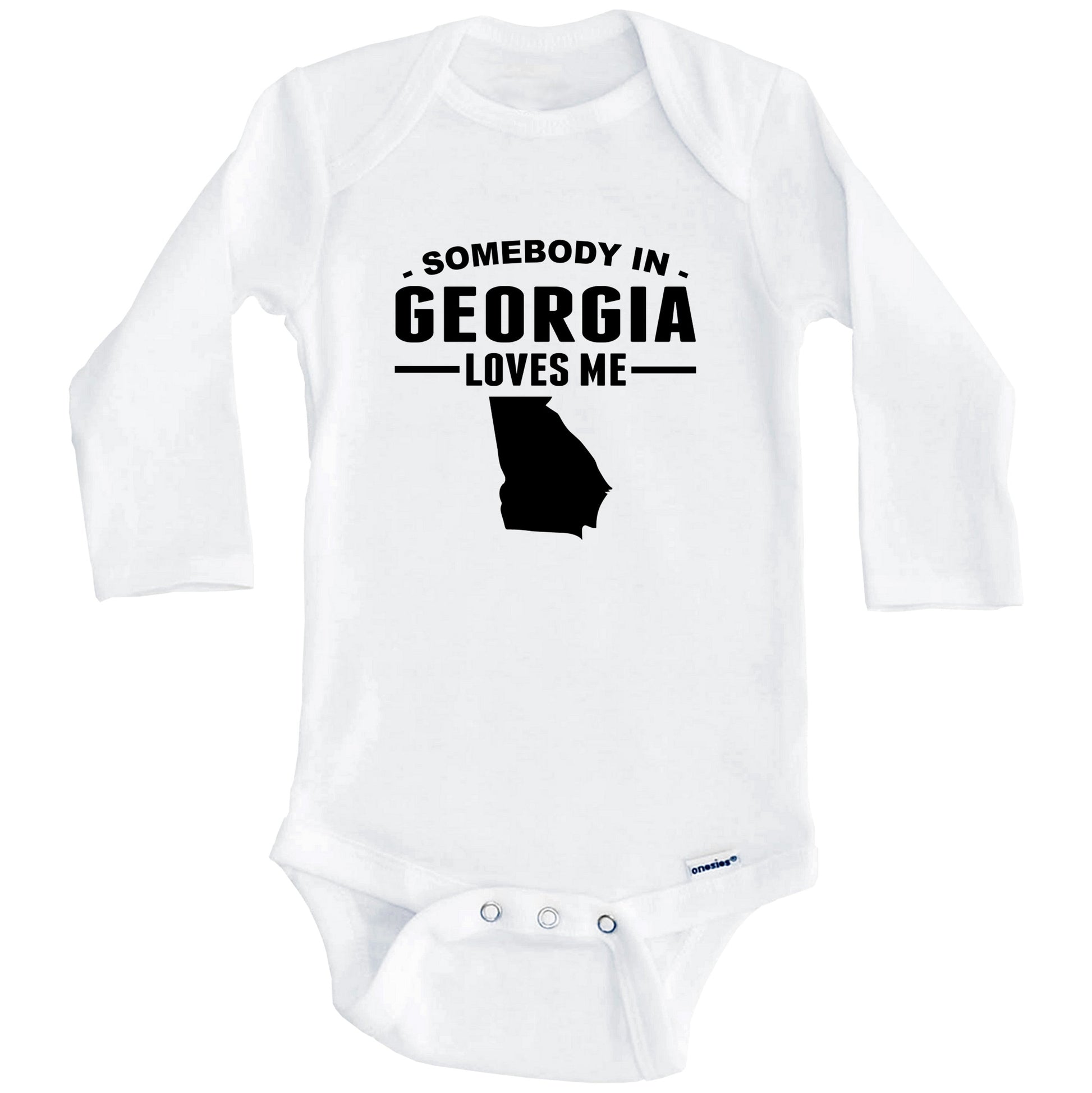 Somebody In Georgia Loves Me Baby Onesie - Georgia Baby Bodysuit (Long Sleeves)