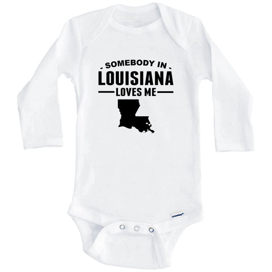 Somebody In Louisiana Loves Me Baby Onesie - Louisiana Baby Bodysuit (Long Sleeves)