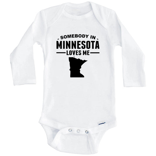 Somebody In Minnesota Loves Me Baby Onesie - Minnesota Baby Bodysuit (Long Sleeves)