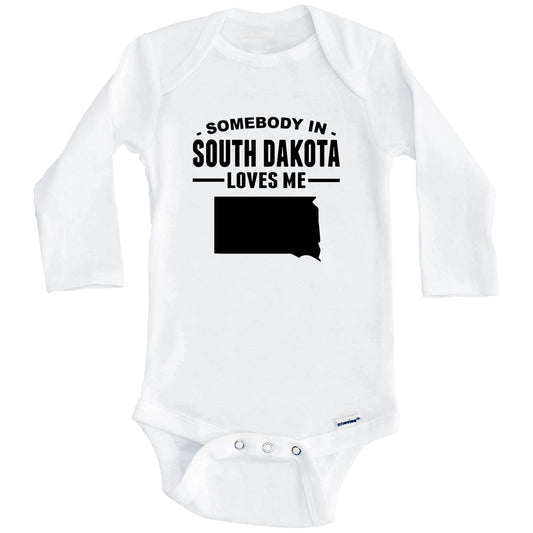 Somebody In South Dakota Loves Me Baby Onesie - South Dakota Baby Bodysuit (Long Sleeves)