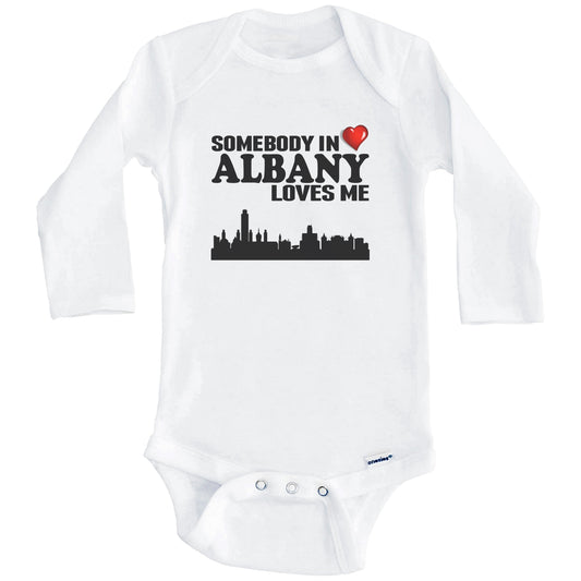 Somebody In Albany Loves Me Baby Onesie (Long Sleeves)