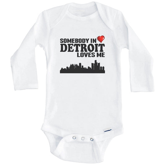 Somebody In Detroit Loves Me Baby Onesie (Long Sleeves)