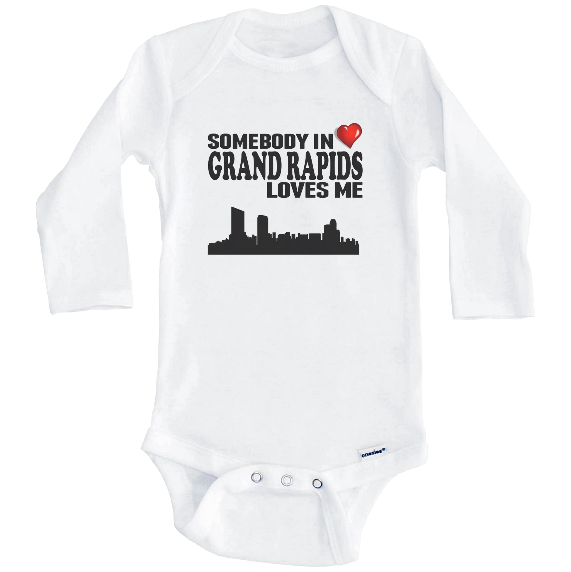 Somebody In Grand Rapids Loves Me Baby Onesie (Long Sleeves)