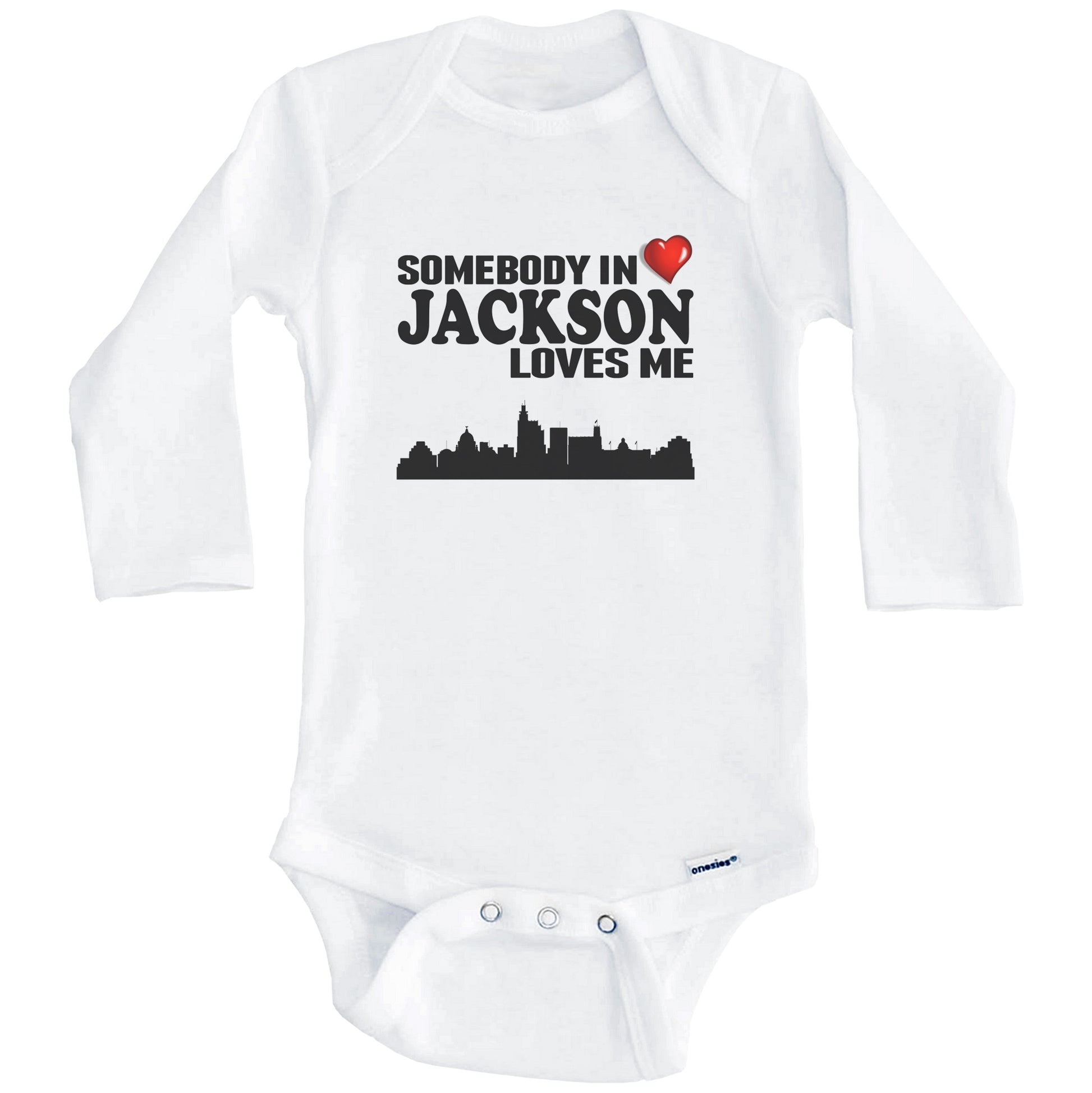 Somebody In Jackson Loves Me Baby Onesie (Long Sleeves)