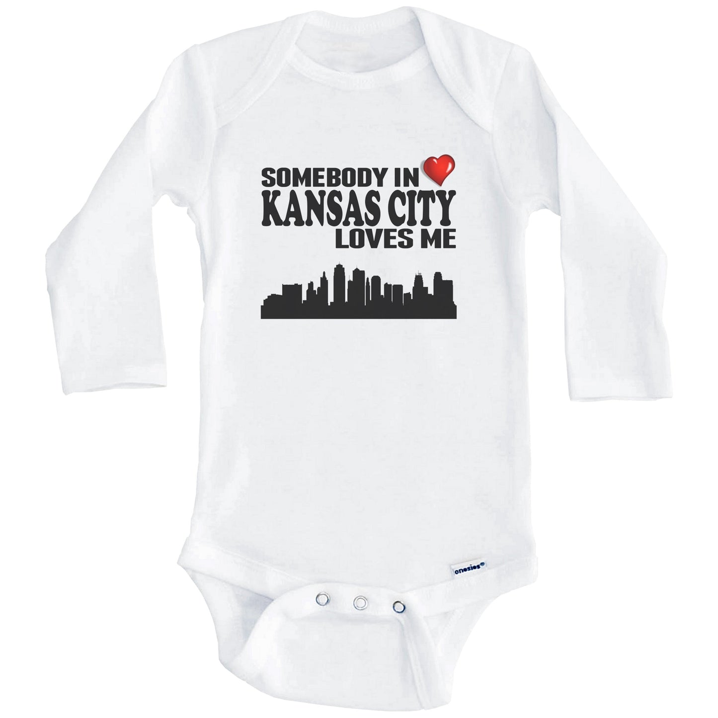 Somebody In Kansas City Loves Me Baby Onesie (Long Sleeves)