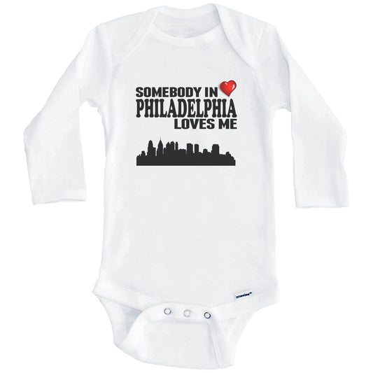 Somebody In Philadelphia Loves Me Baby Onesie (Long Sleeves)