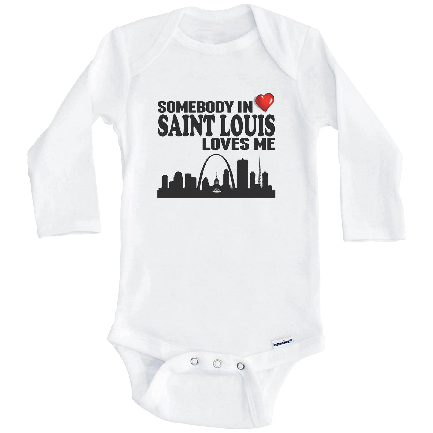 Somebody In Saint Louis Loves Me Baby Onesie (Long Sleeves)