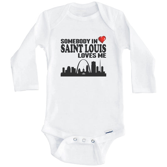 Somebody In Saint Louis Loves Me Baby Onesie (Long Sleeves)