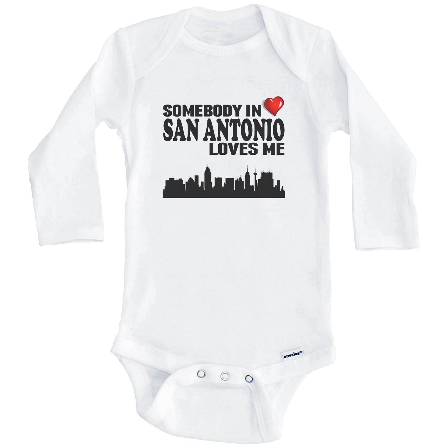 Somebody In San Antonio Loves Me Baby Onesie (Long Sleeves)