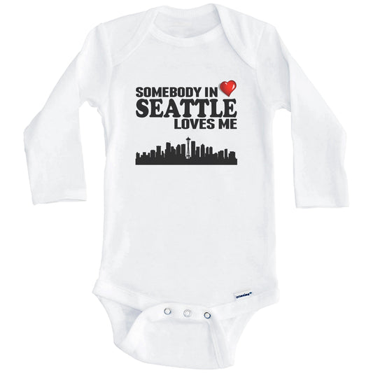 Somebody In Seattle Loves Me Baby Onesie (Long Sleeves)