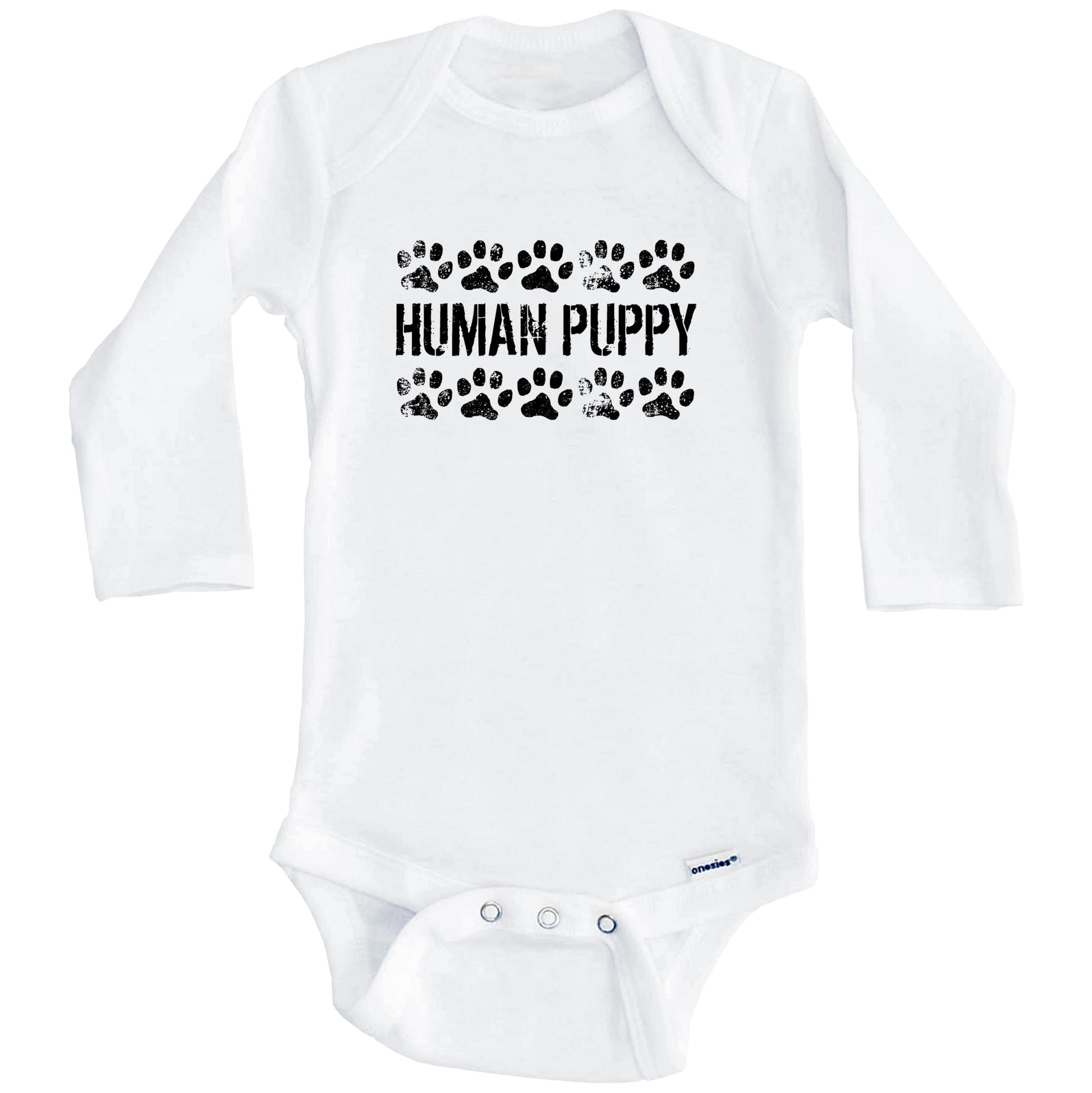 Human Puppy Funny Baby Onesie - Dog Baby Bodysuit For Kids (Long Sleeves)