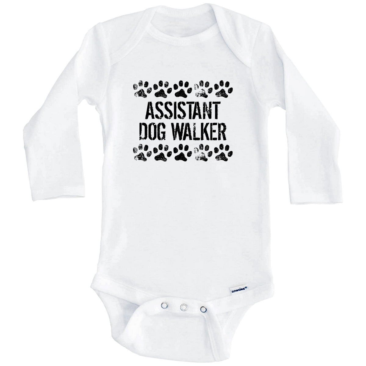 Assistant Dog Walker Funny Baby Onesie - Dog Baby Bodysuit For Kids (Long Sleeves)